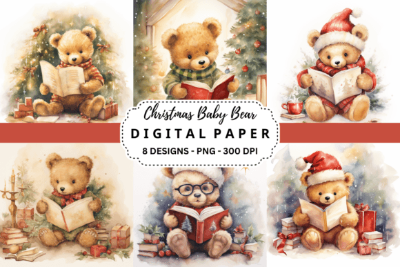 Christmas Baby Bear Reading Backgrounds: A Designer's Guide