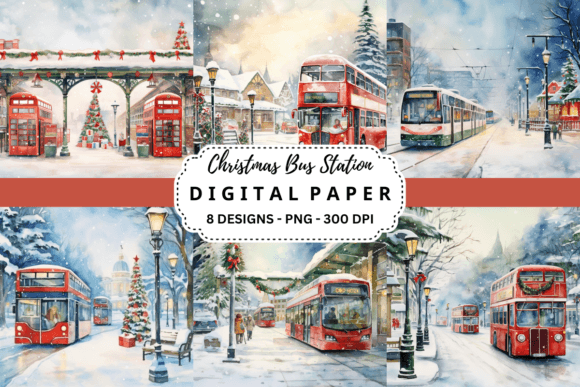 Christmas Bus Station Backgrounds for Festive Projects