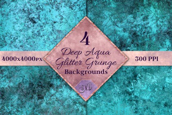 Deep Aqua Glitter Grunge Backgrounds: Texture for Digital Projects