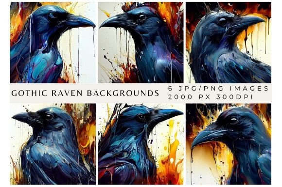 Elevate Your Work with Gothic Raven Ink Splash Backgrounds