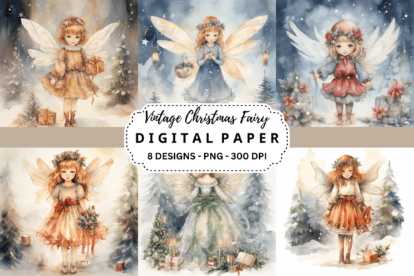 Enchant Your Projects with Vintage Christmas Fairy Backgrounds