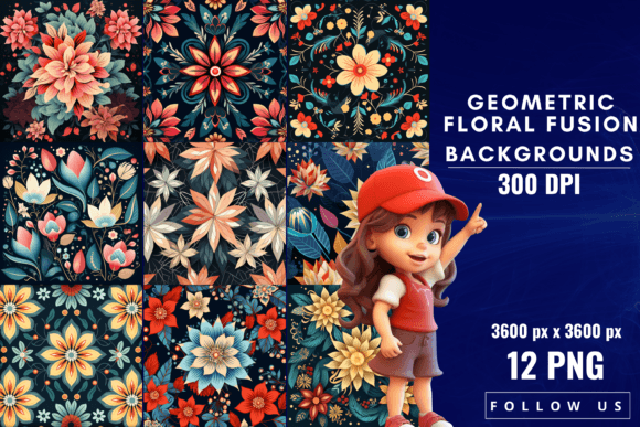 Geometric Floral Fusion Backgrounds: Where Nature Meets Precision