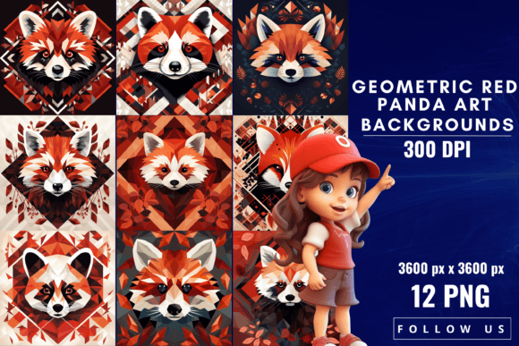 Geometric Red Panda Art Backgrounds: A Creative Fusion