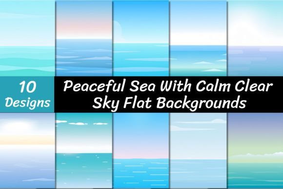 Peaceful Sea with Sky Flat Backgrounds for Modern Designs