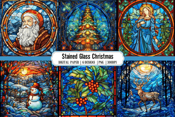 Stained Glass Christmas Backgrounds for Festive Designs