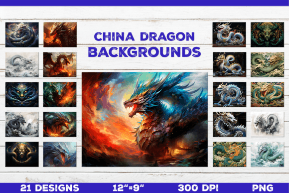 Unleashing Mythical Artistry: The Fantasy China Dragon Backgrounds Bundle